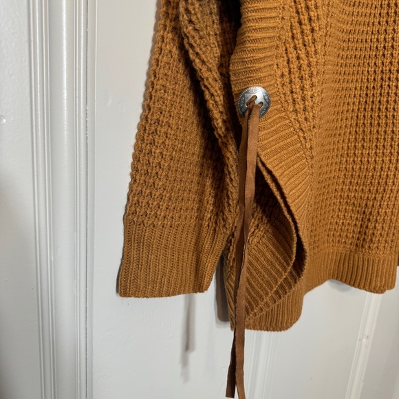 Cotton & Rye Texana Concho Brown Round Hem Crew Neck western Fringe sweater‎ XXL - Picture 6 of 14